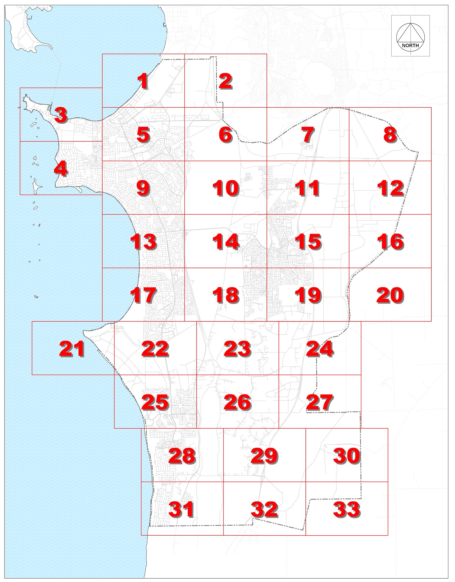 Map showing the 21 planning zones in the City