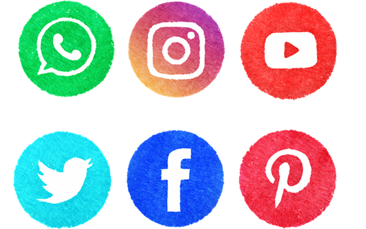 Six icons of the social media apps