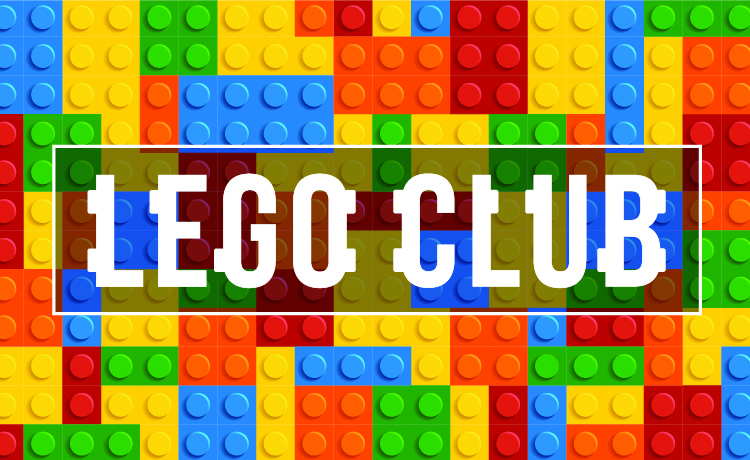 words LEGO Club with differently coloured Lego background