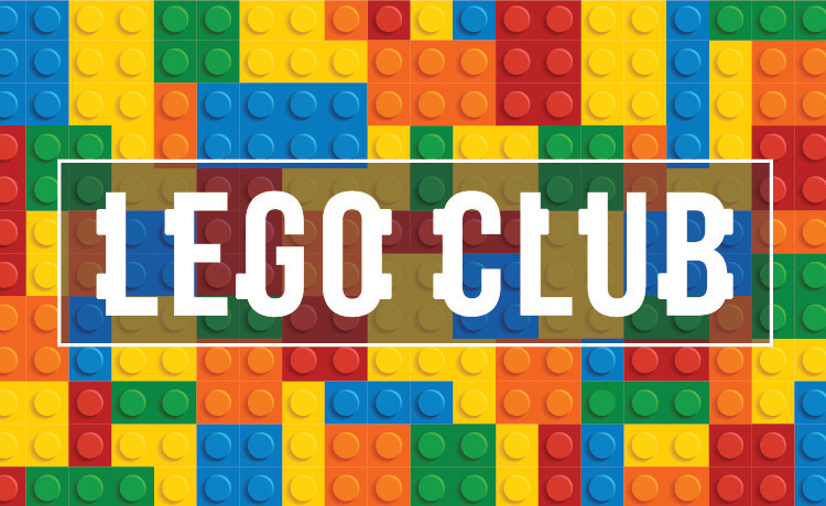 Lego club logo made up of multi-colour lego bricks