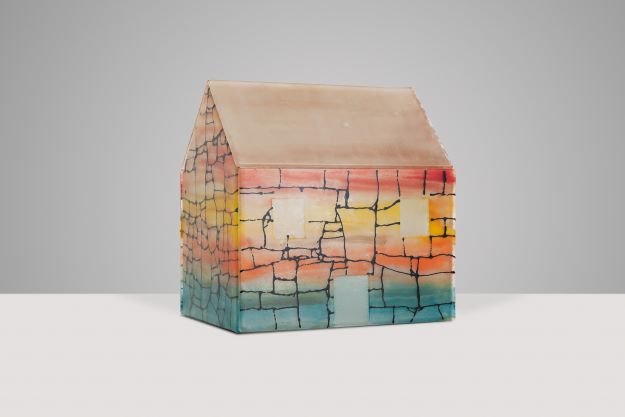 Liliana Stafford Home recycled windowpane glass  and enamel. Image courtesy the artist.
