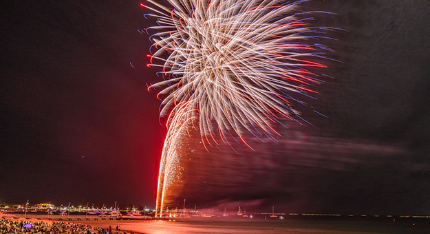 Fireworks over the coast.