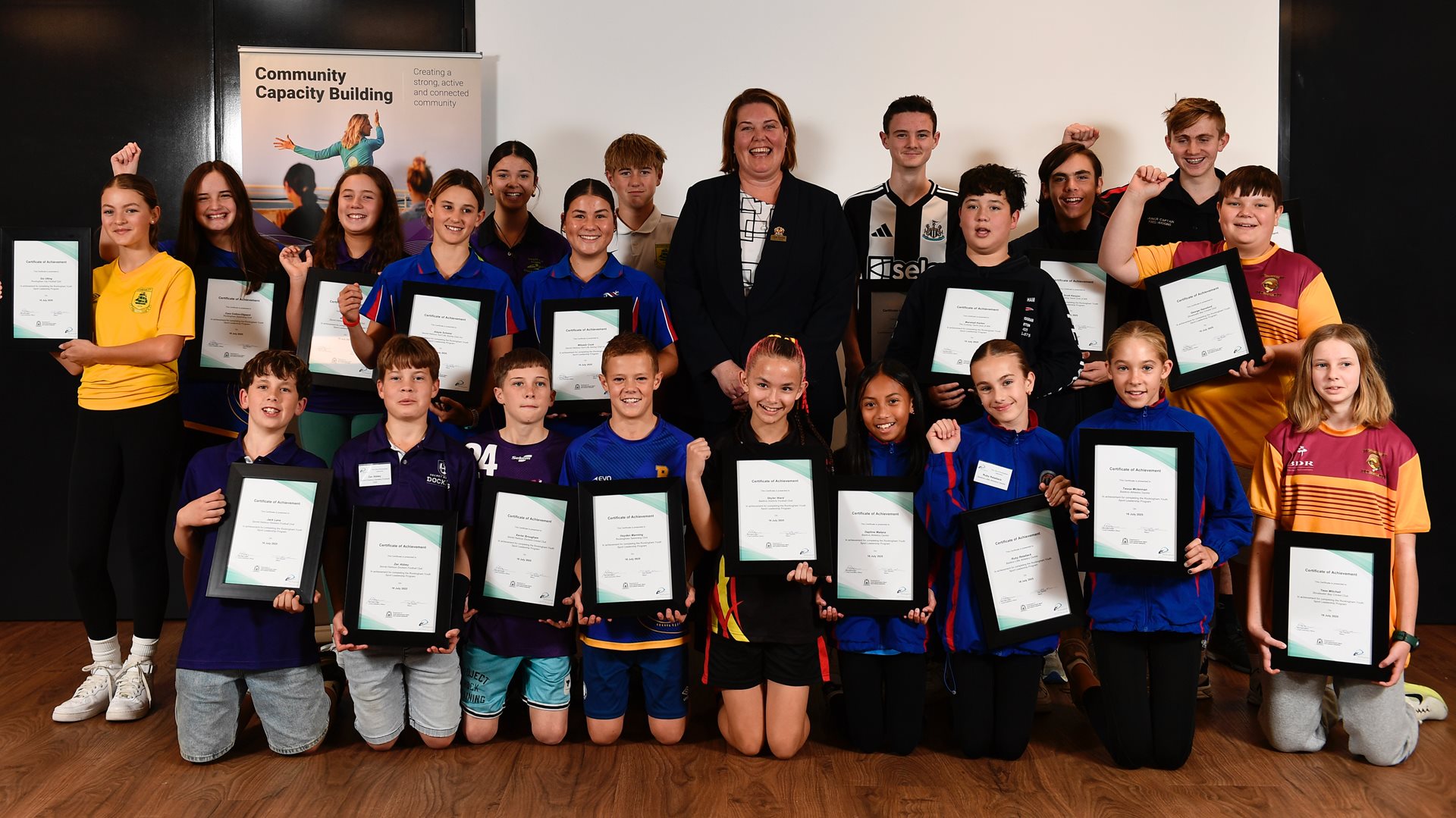 Deputy Mayor Lorna Buchan with the 2025 Youth Sport Leadership Program participants