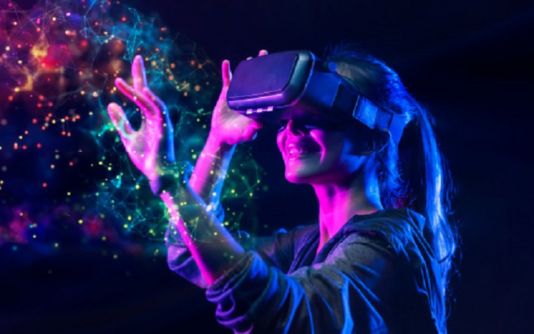 Girl using virtual reality