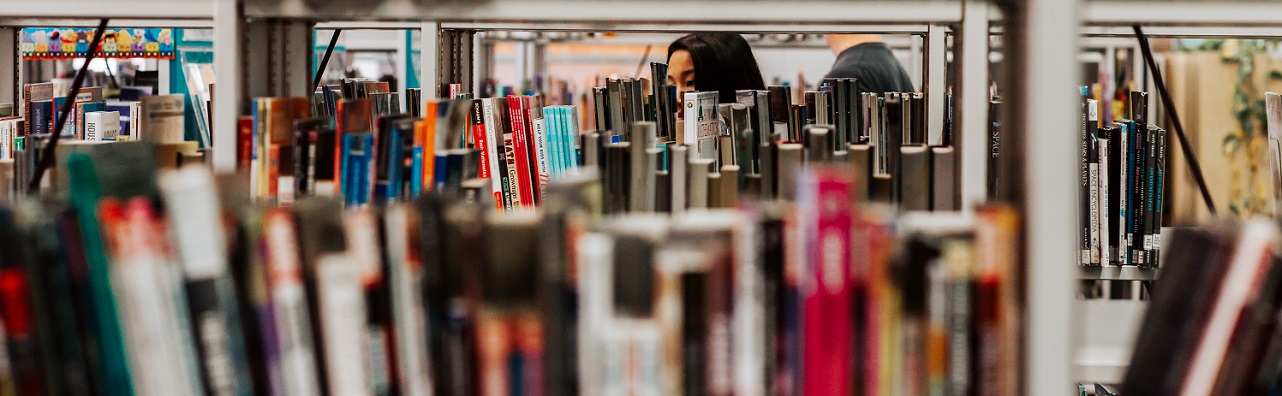 Library shelves filled with books