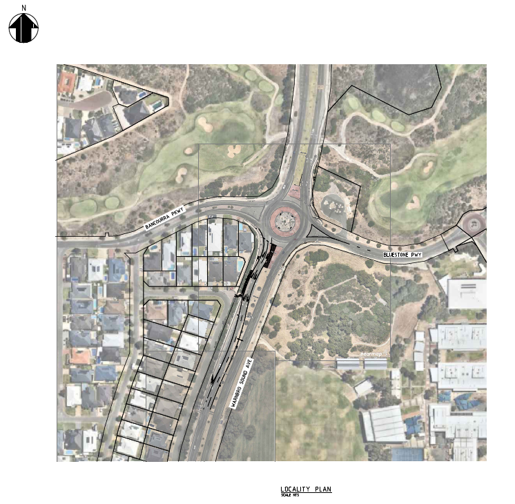 Locality plan of Warnbro Sound Ave and Bluestone Parkway Roundabout