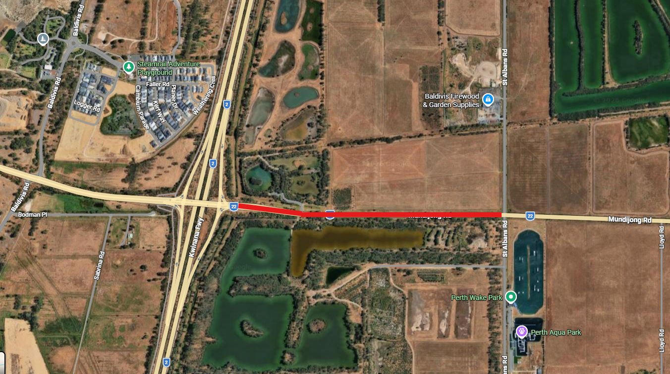 Image depicts location of works along Mundijong Road