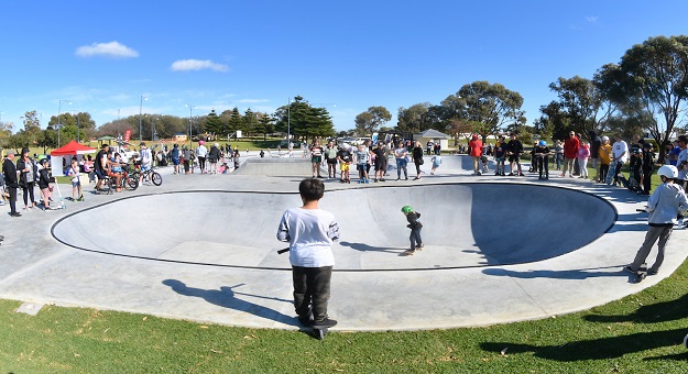 Skater in bowl at Port Kennedy Skate Park opening