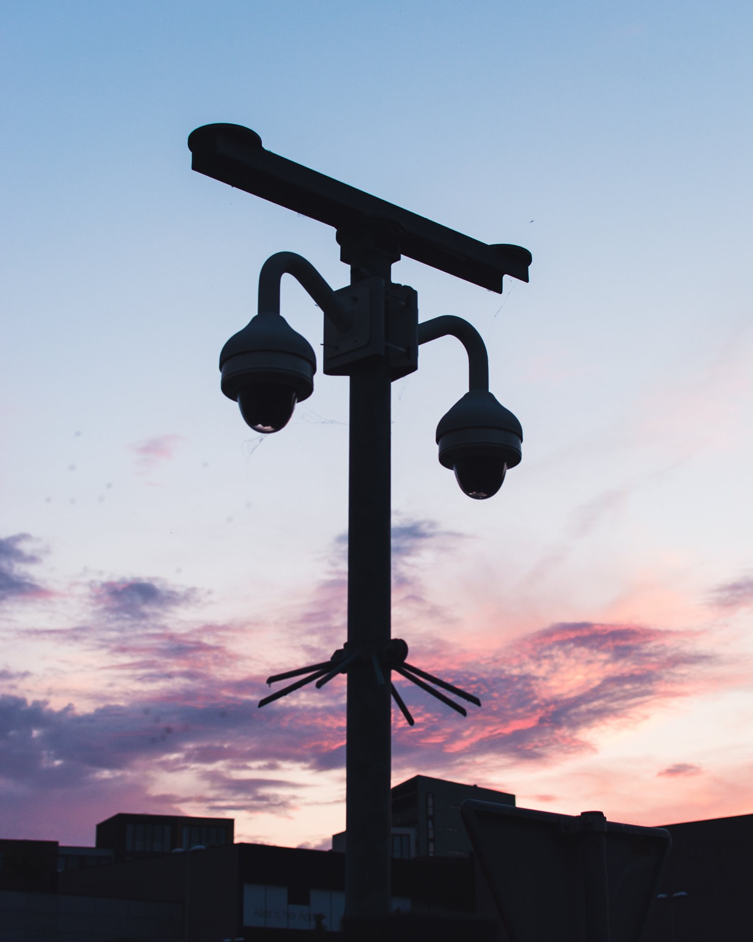 sunset photo of CCTV unit