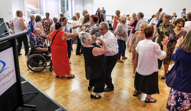Party for Seniors Week 2024, lots of older people enjoying time on the dance floor.