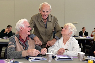 Three seniors at community workshop