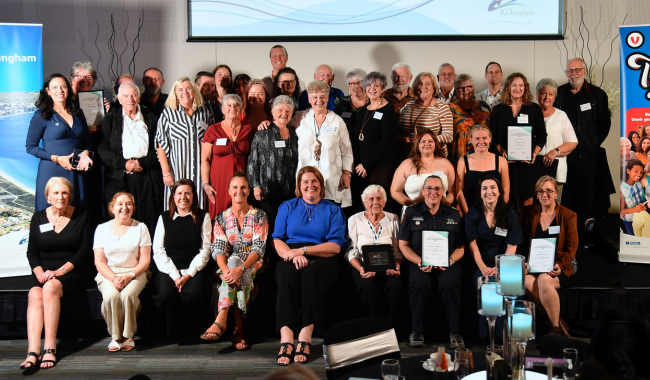Group photo of the 2025 Volunteer Recognition Evening winners.