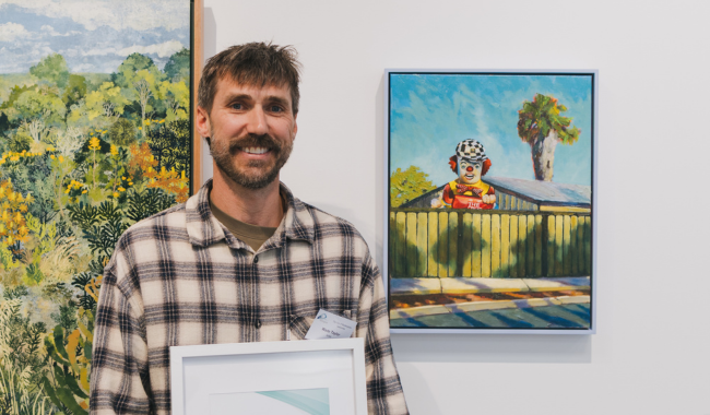 First Prize winner Wade Taylor with his artwork