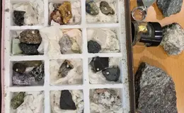 a tray of rocks and stones