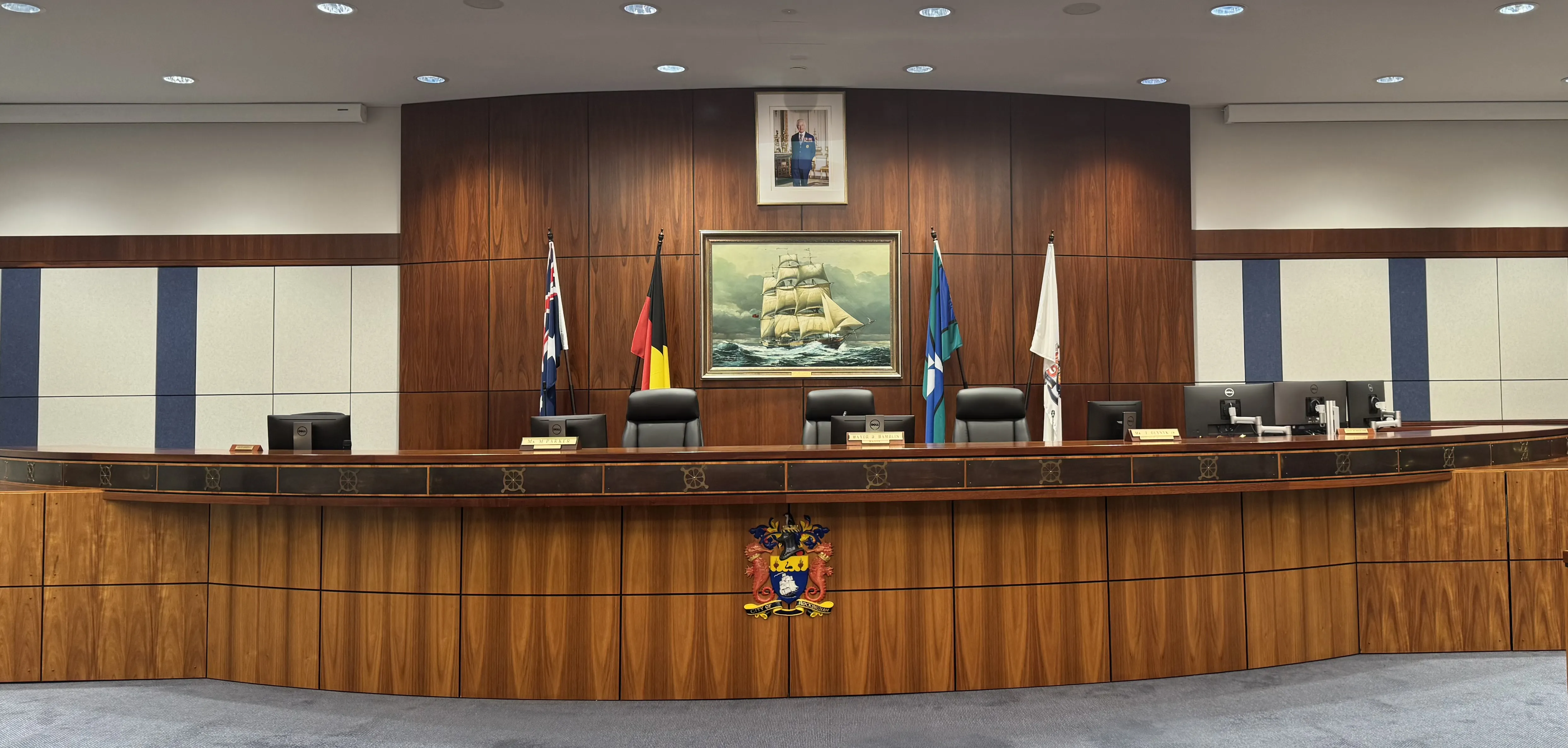 empty council chambers at the City of Rockingham