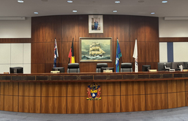empty council chambers at the City of Rockingham