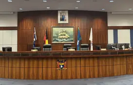 empty council chambers at the City of Rockingham