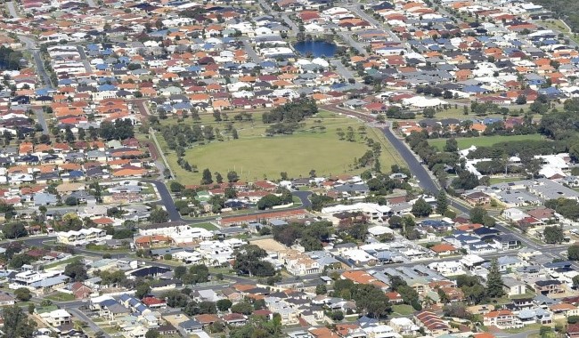 an aerial view of a city