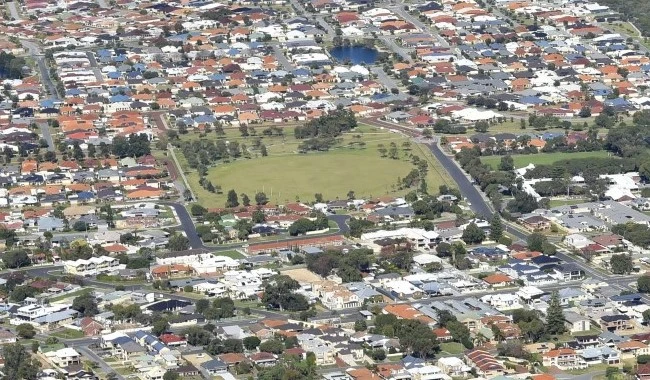 an aerial view of a city