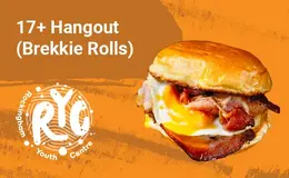 Bacon and egg roll on an orange background