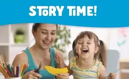 a woman and a child laughing