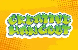 Green graffiti style writing on a yellow textured background