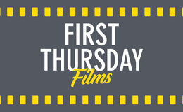 The text First Thursday Films written on a movie film strip