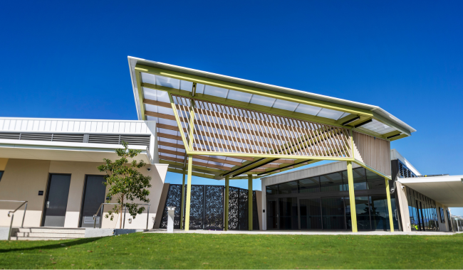 a building with a green roof