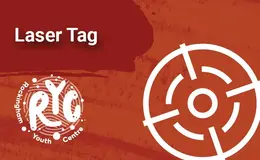 a red background with white text and white circles