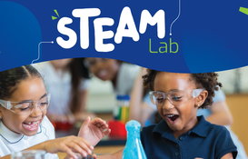 a group of kids in a science lab