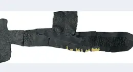 a piece of black leather