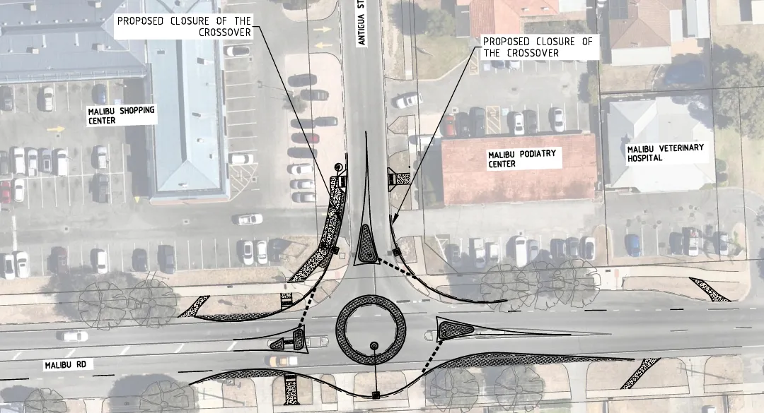 a crossroad with a road and cars