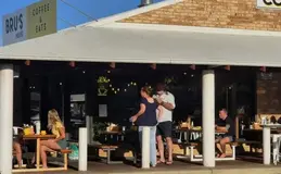 a group of people outside a building