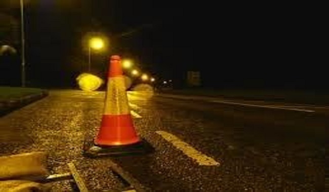Night road works