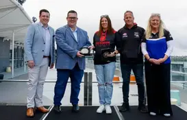 Deputy Mayor Robert Schmidt with representatives from WA Football, Rockingham Districts AFL Masters Football Club and Safety Bay Stingers Football Club