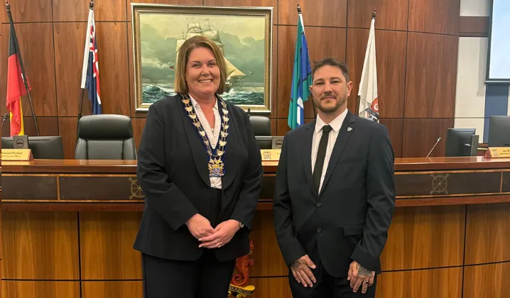 Mayor Lorna Buchan with Cr Jason Davies in the Council Chambers