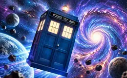 a blue box in space
