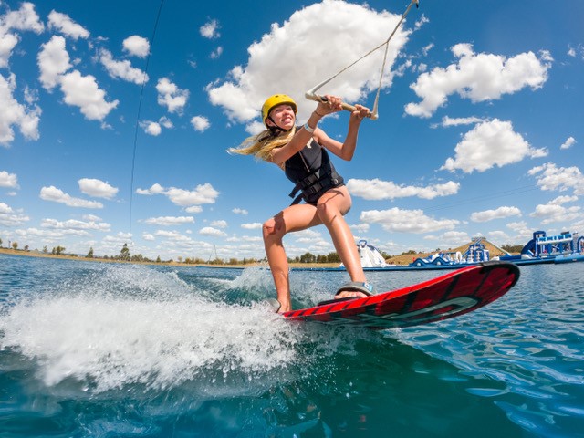 Girl wakeboarding at Perth Wake Park.