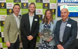 John Stephenson CEO WA Cricket presents City of Rockingham staff with award.
