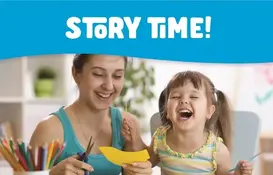 a woman and a child laughing