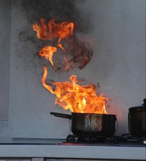 pot burning on the stove