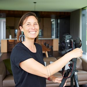 Bo Wong with a camera.