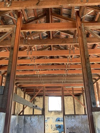 Picture of the restored roofing in Abattoir <span class="sr-only">opens in a new window</span> <span class="sr-only">opens in a new window</span> <span class="sr-only">opens in a new window</span>