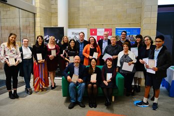 Award recipients, sponsors and special guests at the Creative Writing Anthology Launch