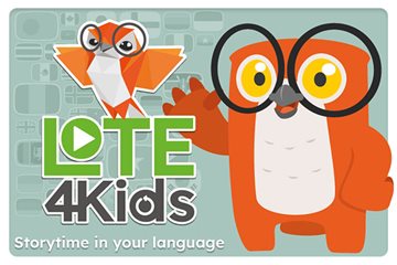 Two owls and the LOTE4Kids logo