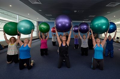 Participants in a group fitness class